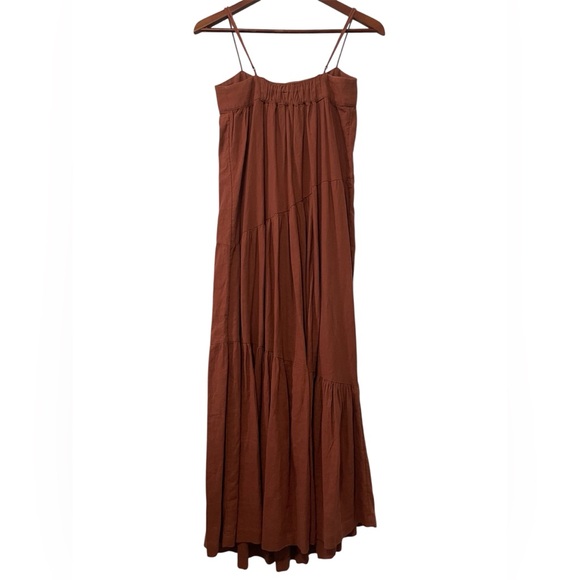 Abercrombie & Fitch Rust Adobe Linen Blend Tiered Maxi Dress Size XS - Picture 5 of 14